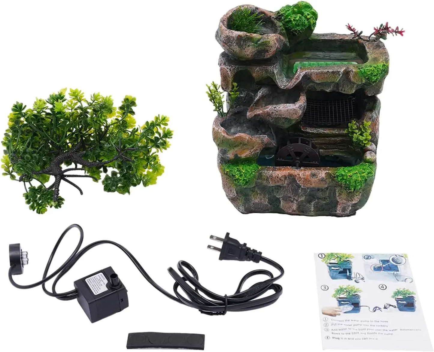 Indoor Tabletop Waterfall Fountain With Automatic Pump LED Light