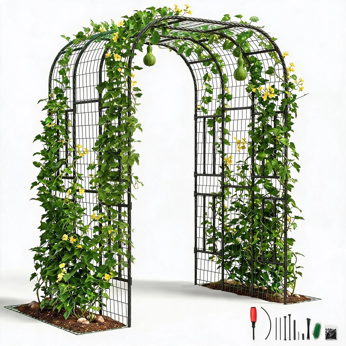 DishyKooker Heavy Duty Steel Garden Arch Trellis Plant Arbor
