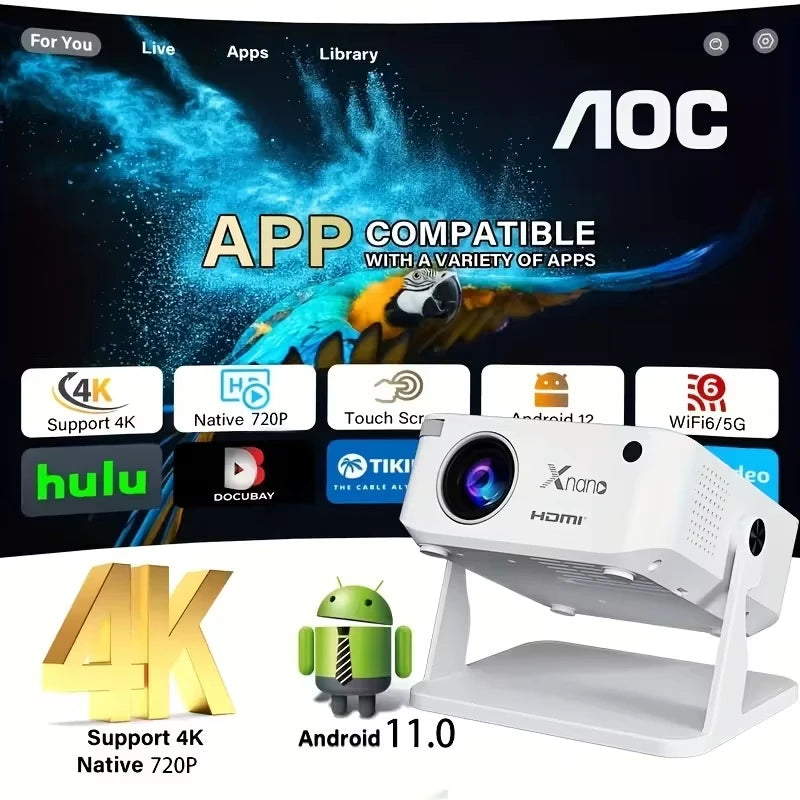 XNANO HA109 Mini Projector Android11 WiFi6 BT5 720P