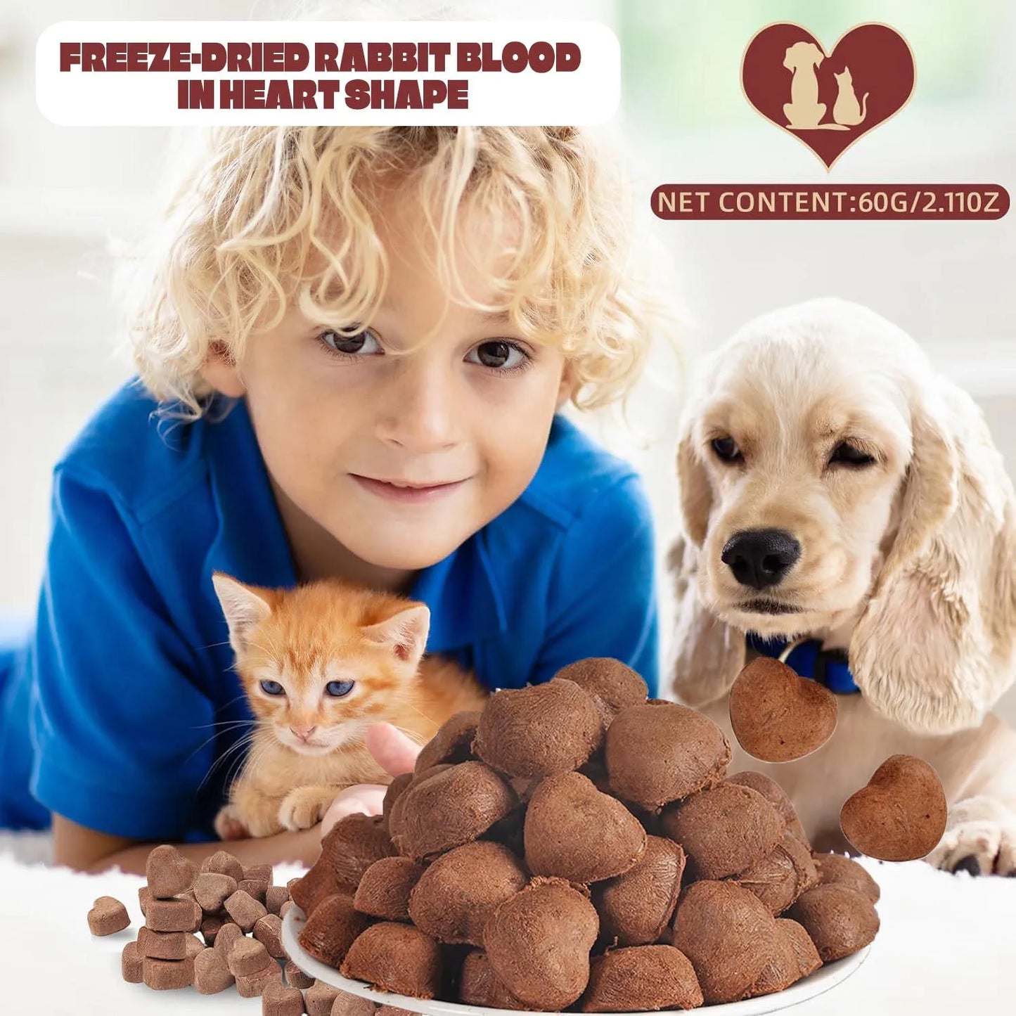 Freeze Dried Cat Treats Rabbit Blood High Protein Iron Rich