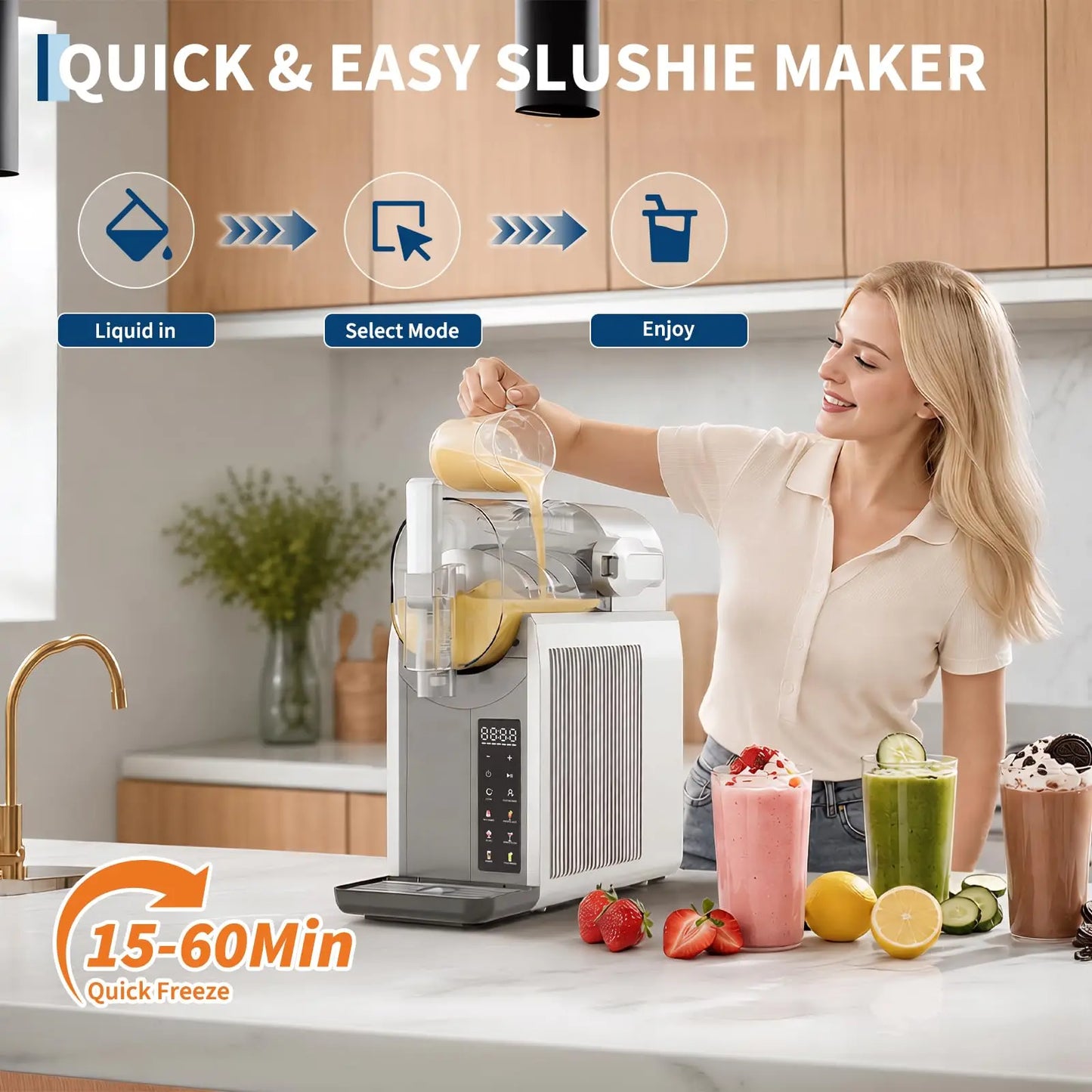Adoolla Slushie Machine Frozen Drink Maker With Auto Clean Feature