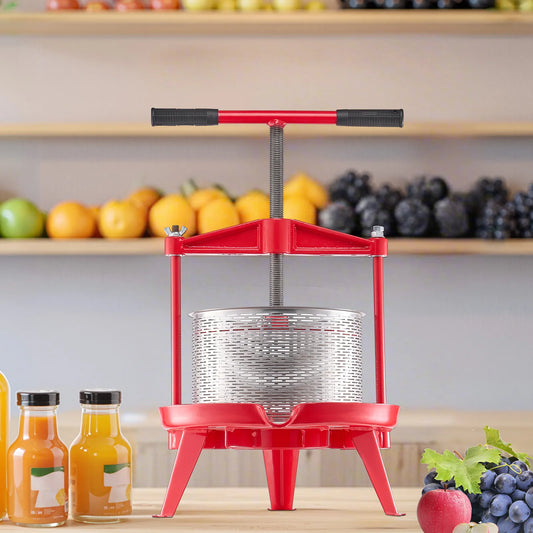SucceBuy 9L 14L Fruit Wine Press Stainless Steel Basket with Cross-beam and Triangular Structure Manual Juice Maker for Kitchen