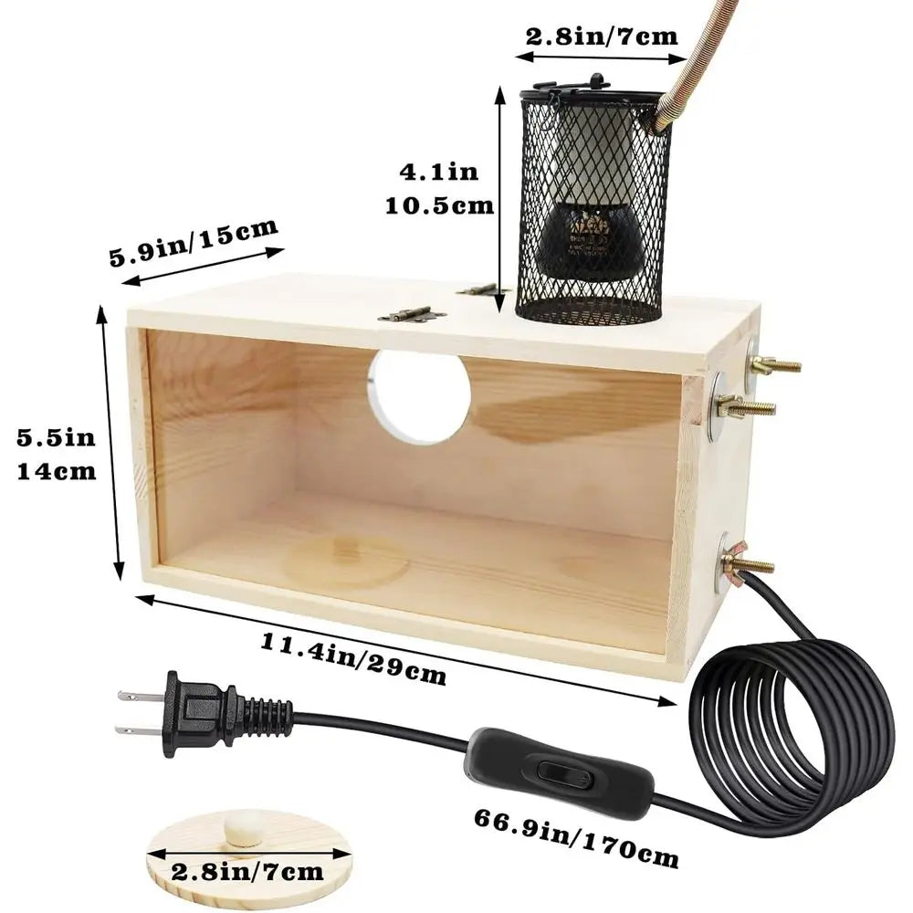 Bird House, Nesting Box with Heat Lamp, 75W Caged Heat Emitter Heater Lamp, Birdcage Accessories, Suitable for Parrot, Parakeet,