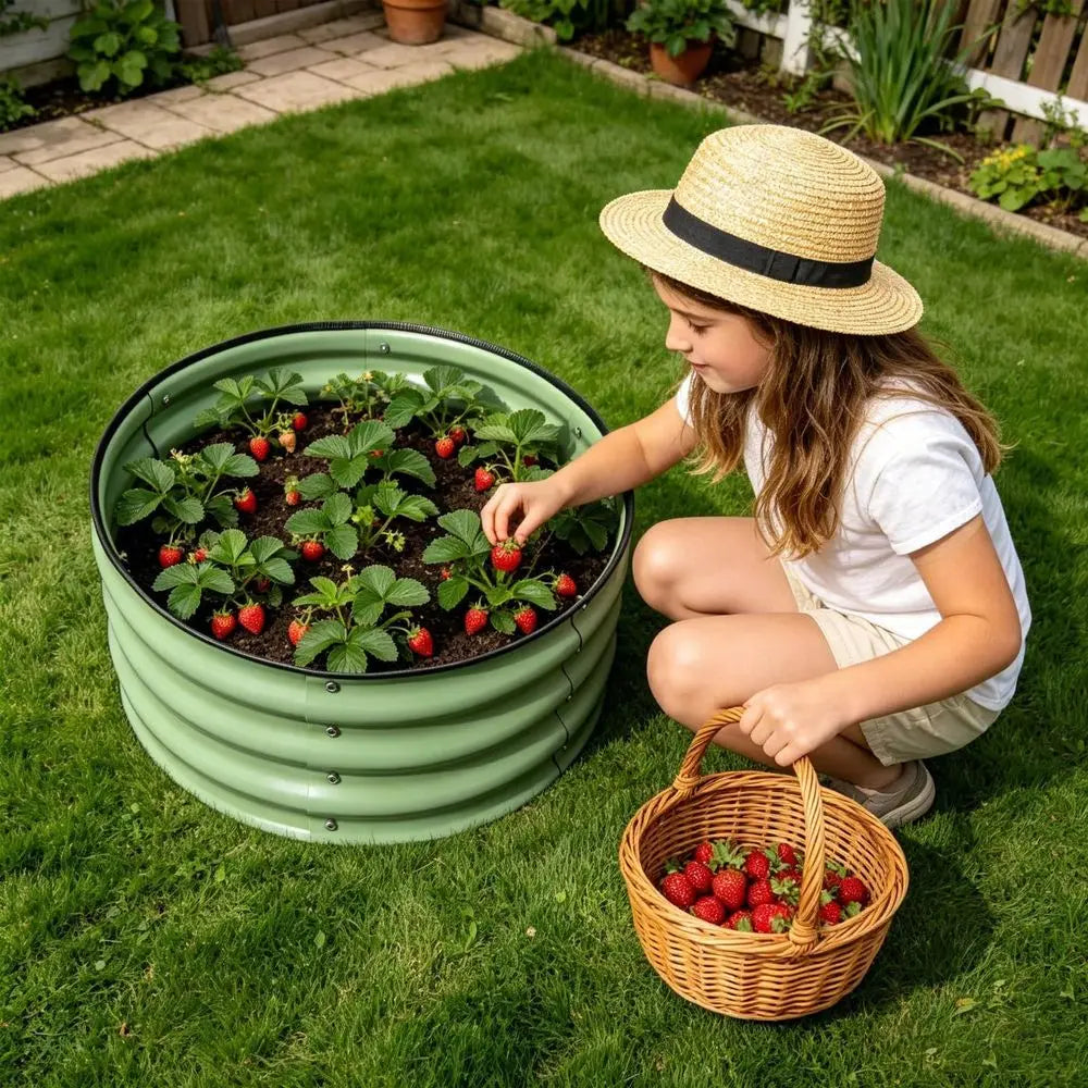 Round Metal Raised Garden Bed Galvanized Planter Box For Vegetables