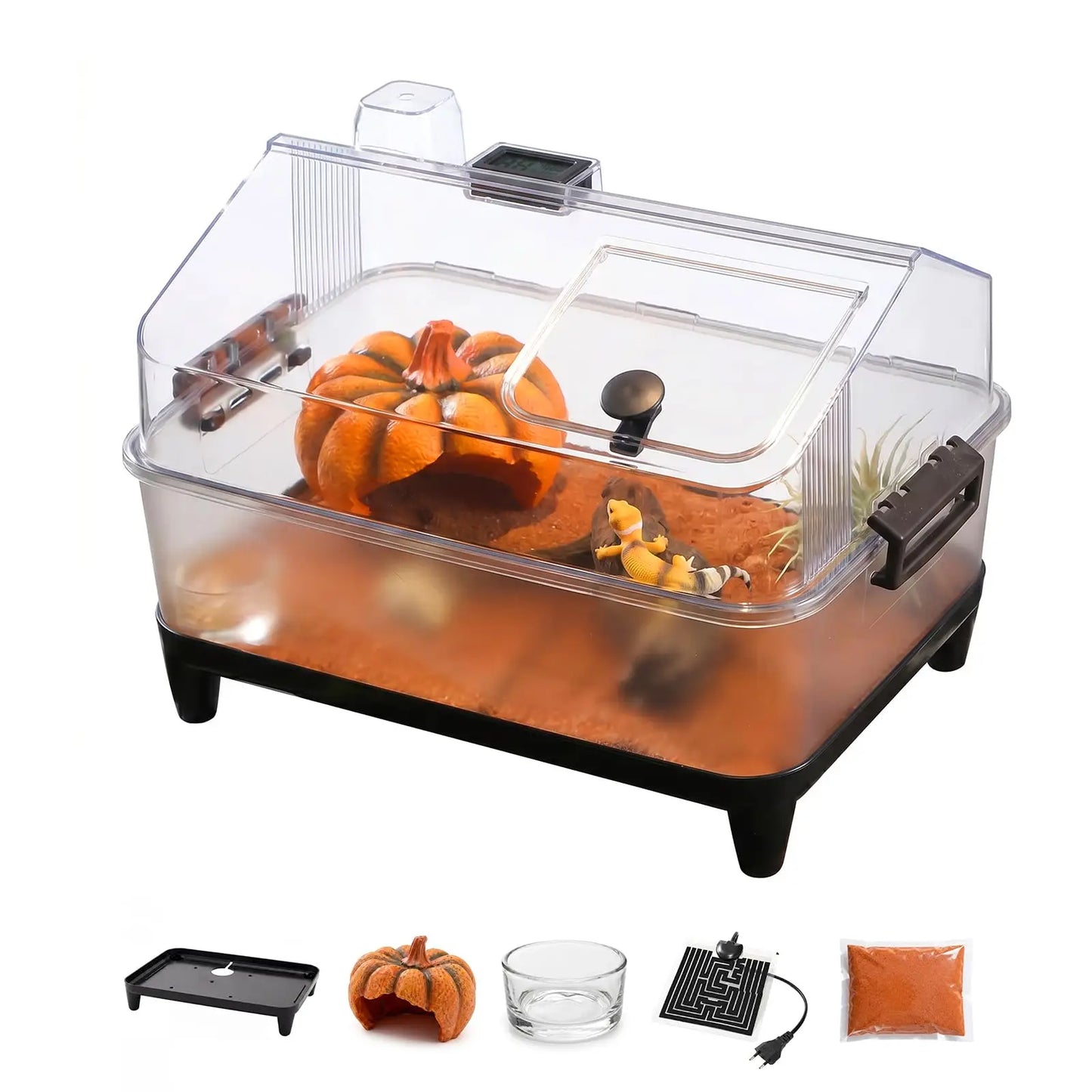 HiMISS Reptile Terrarium Kit With Acrylic Tank Heating Pad Hygrometer