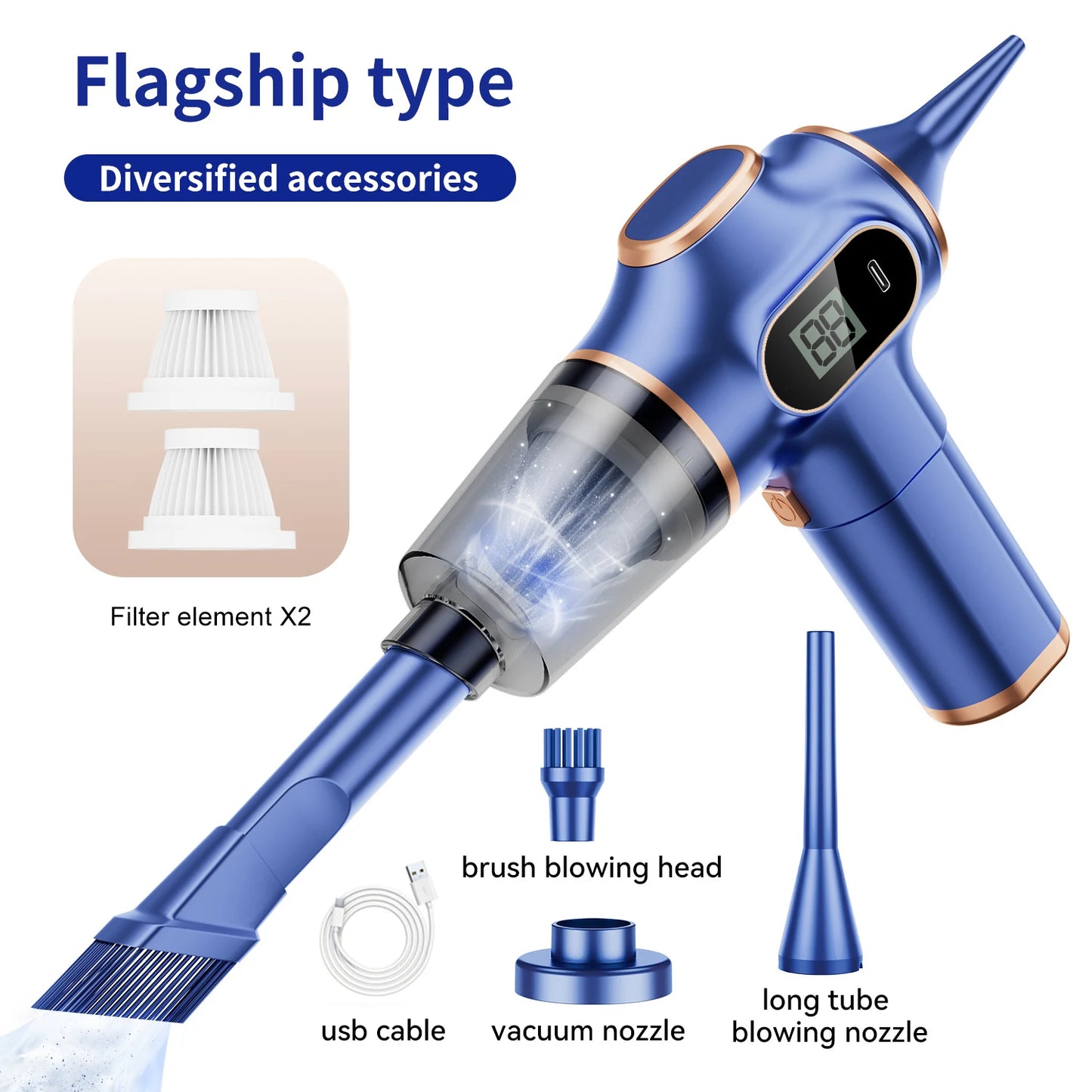 ABS Wireless Car Vacuum Cleaner HEPA Filter High Power Mini