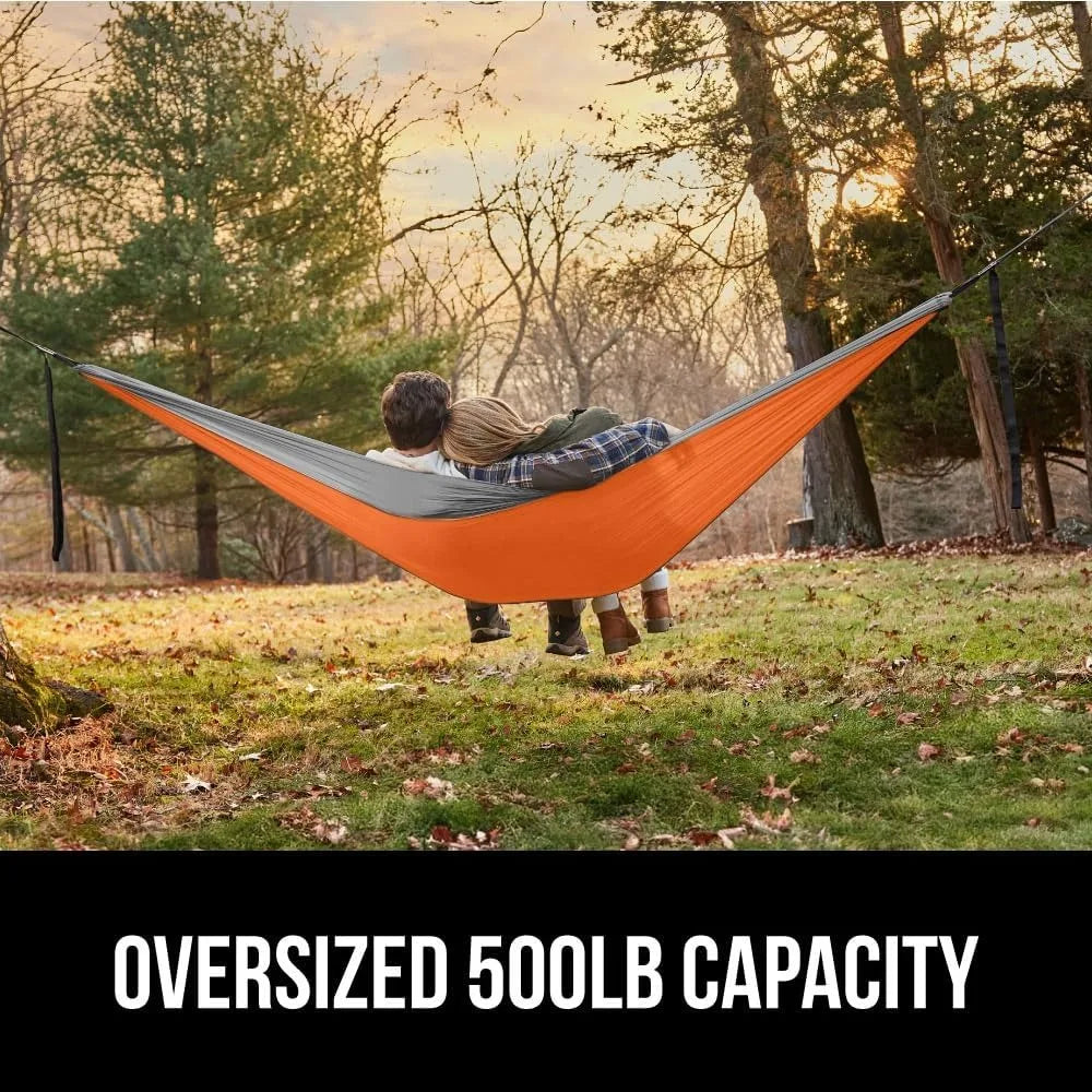 Durable Portable Camping Hammock with Tree Straps Lightweight Travel Swing for Outdoor Hiking Backpacking Double Orange