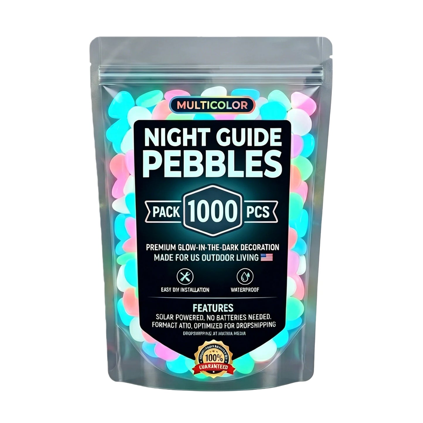 1000/600/400/200 PCS Garden Luminous Stones Glow in The Dark, for Walkway Driveway Pathway, Outdoor Waterproof Landscape Rocks