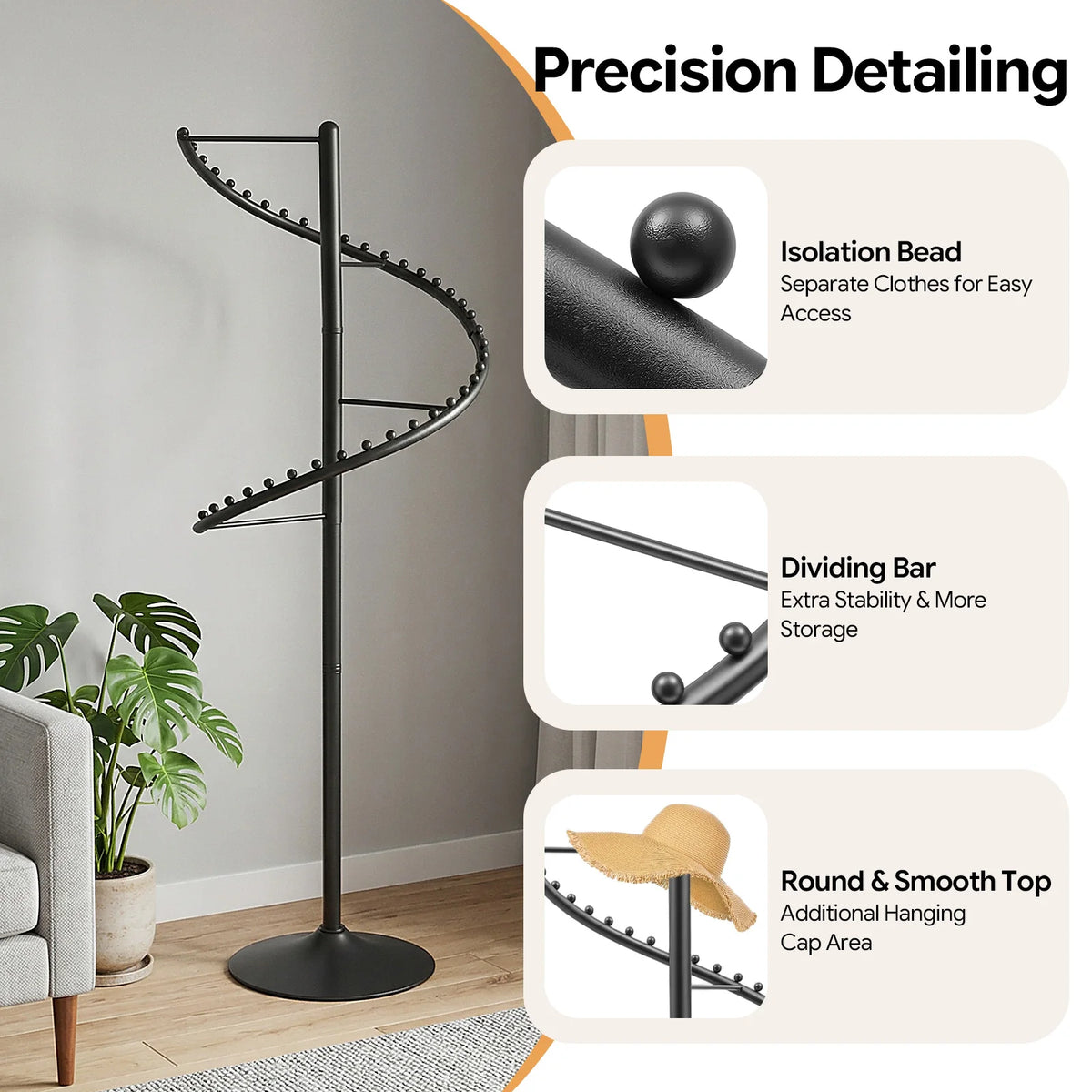 Rotating Spiral Clothing Rack 360 Degree Heavy Duty Garment Display