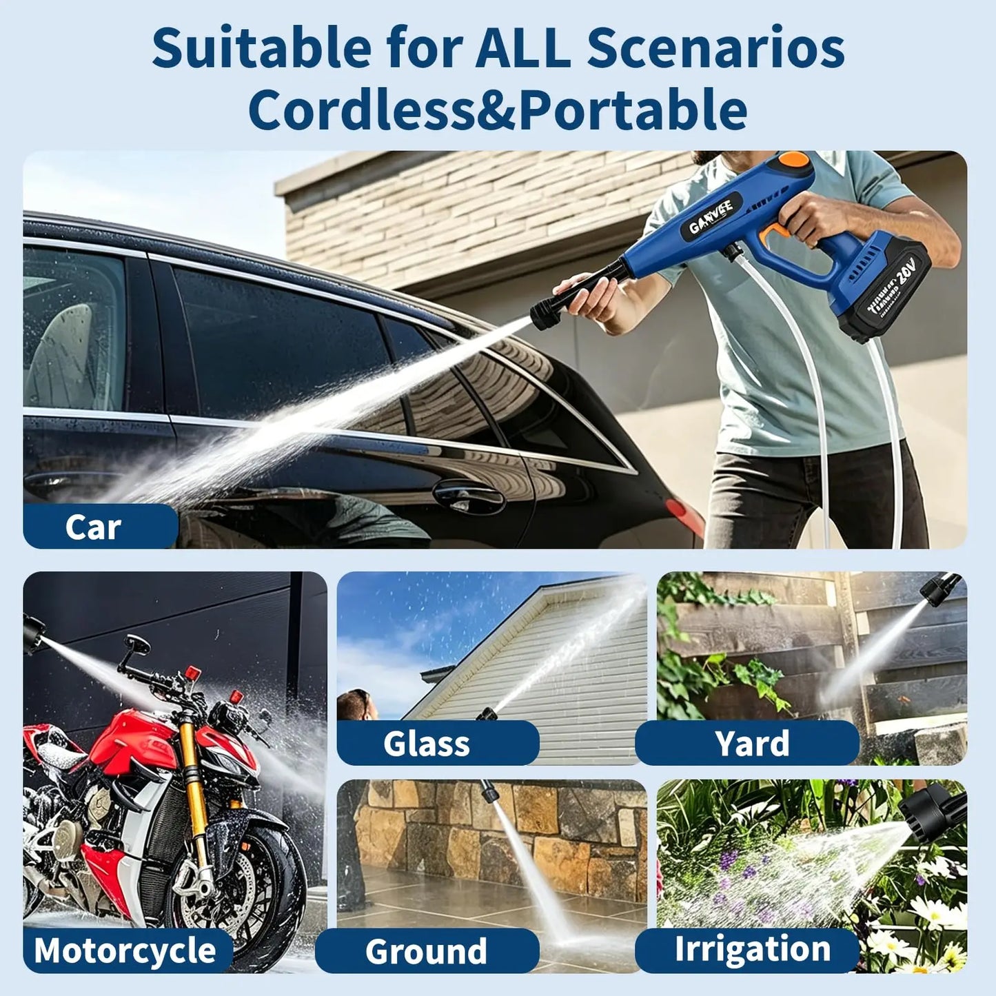 HiMISS Cordless Pressure Washer With Dual Rechargeable Batteries And Nozzle