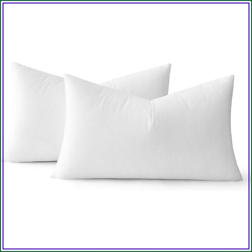 Rectangle Throw Pillow Inserts Set of 2, 12x20in Decorative Lumbar Pillow Forms for Sofa Couch Bed, Premium Fluffy Stuffer