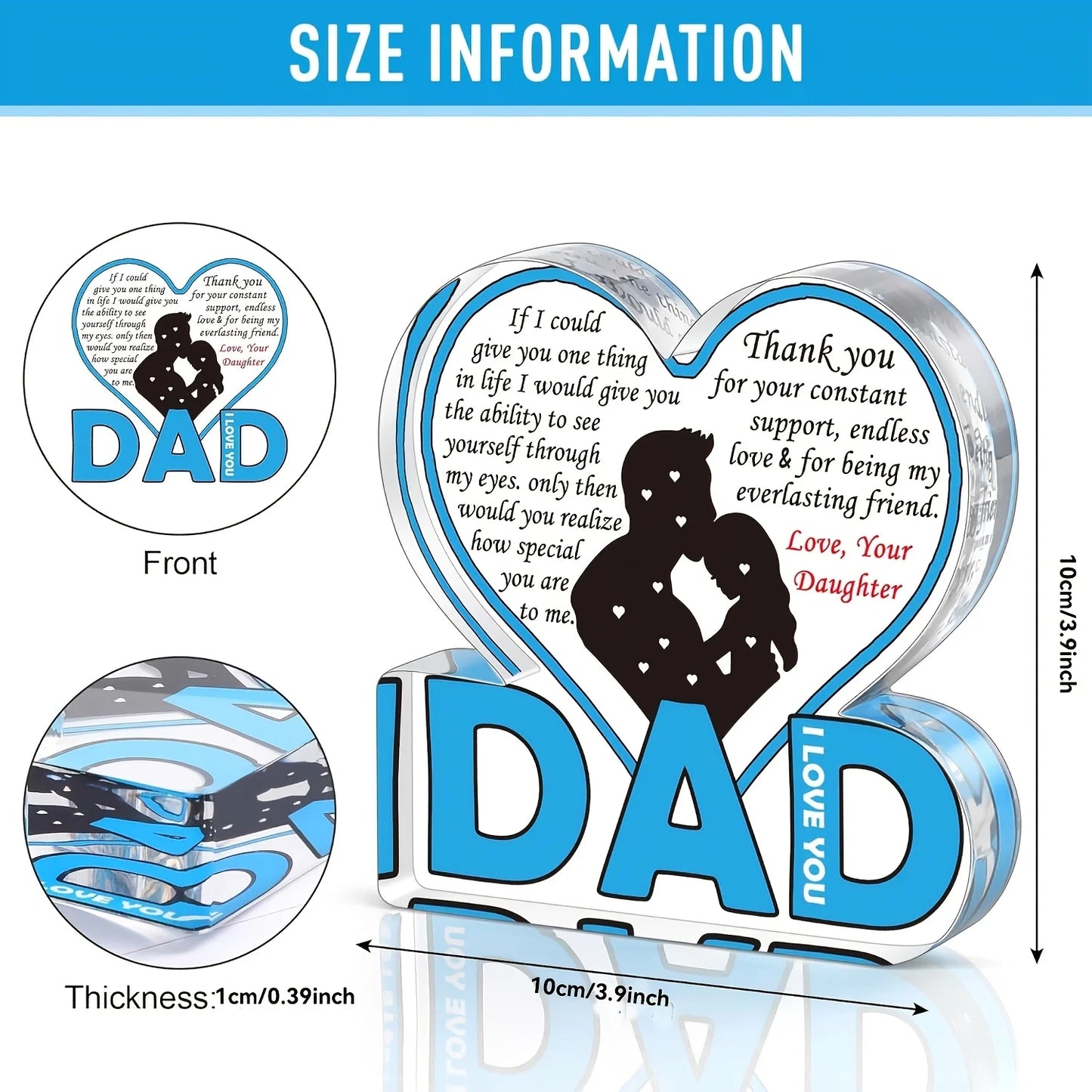 Acrylic Dad Plaque Gift From Daughter Best Dad Ever