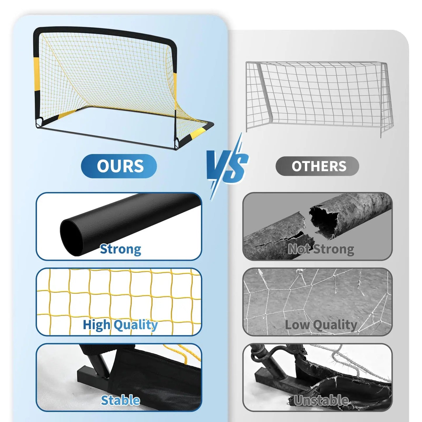 HiMISS Portable Pop Up Soccer Goal Set With Training Gear