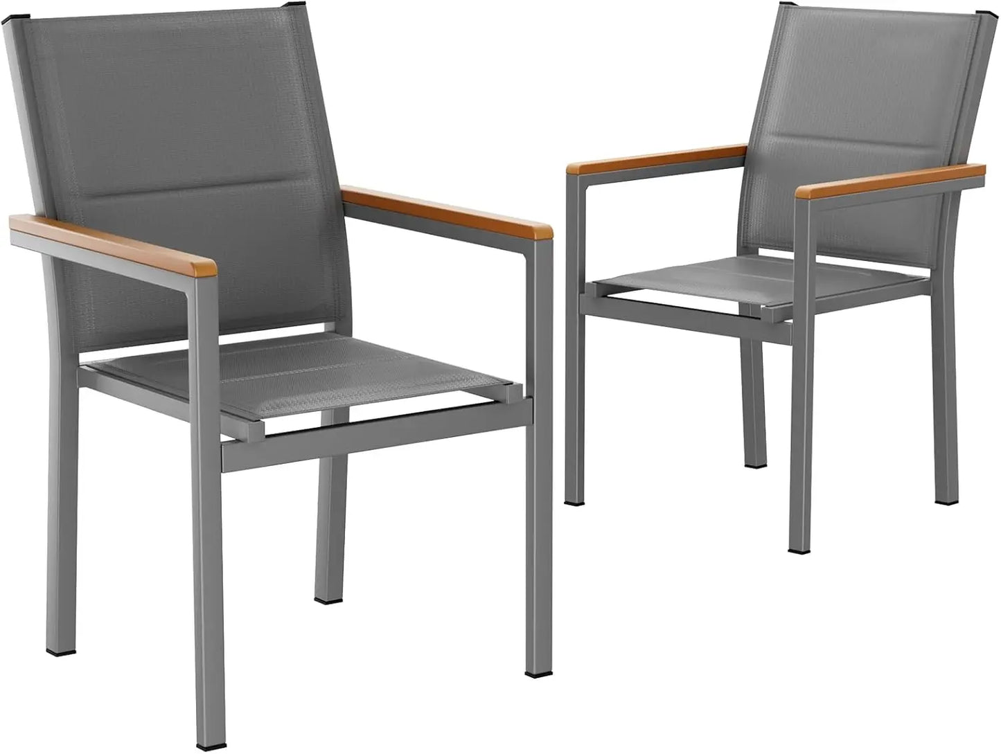 Set Of Two Aluminum Stackable Garden Chairs For Patio