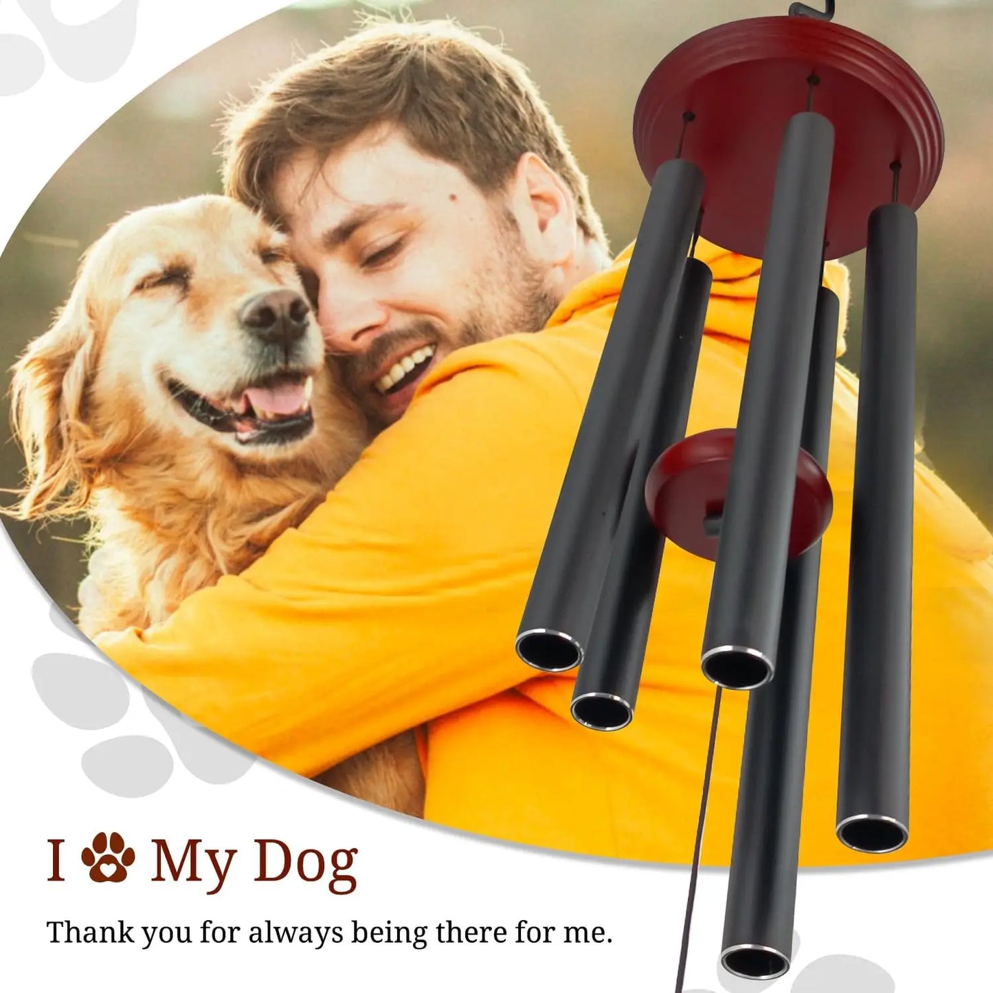 Pet Memorial Wind Chime For Dog Loss Tuned Aluminum G Scale Garden Gift