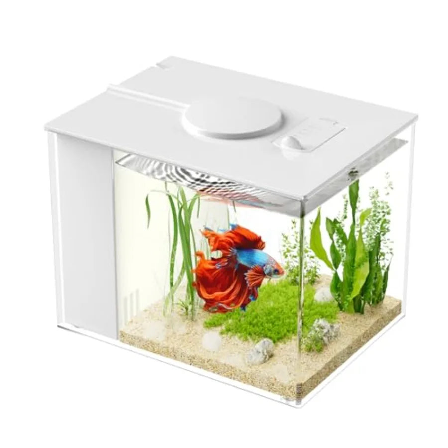 Betta Fish Tank 1 Gal 3.7L,Acrylic Nano Aquarium Kit With Water Filter Pump and LED Light, Ideal for Small Fish, Shrimp and Pla