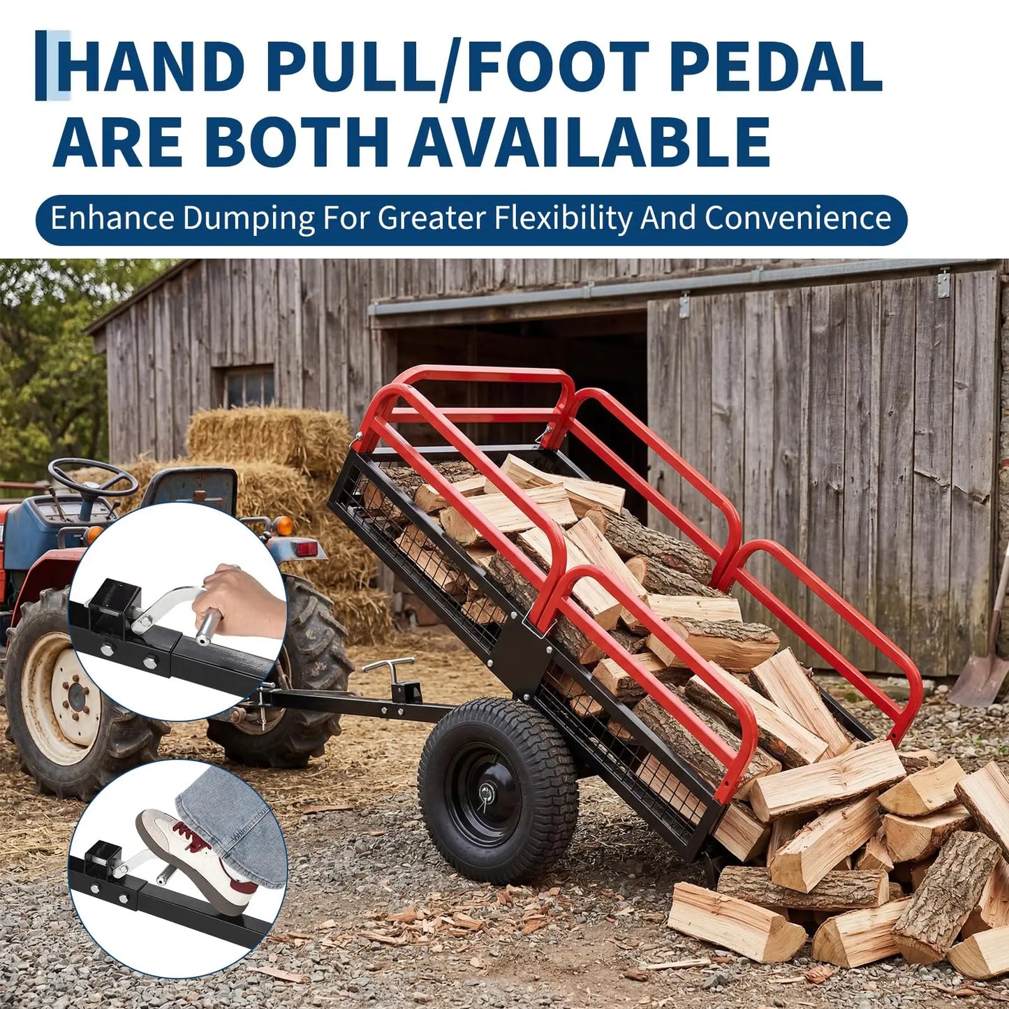 Acekool Heavy Duty Steel Garden Dump Trailer For Lawn Tractors