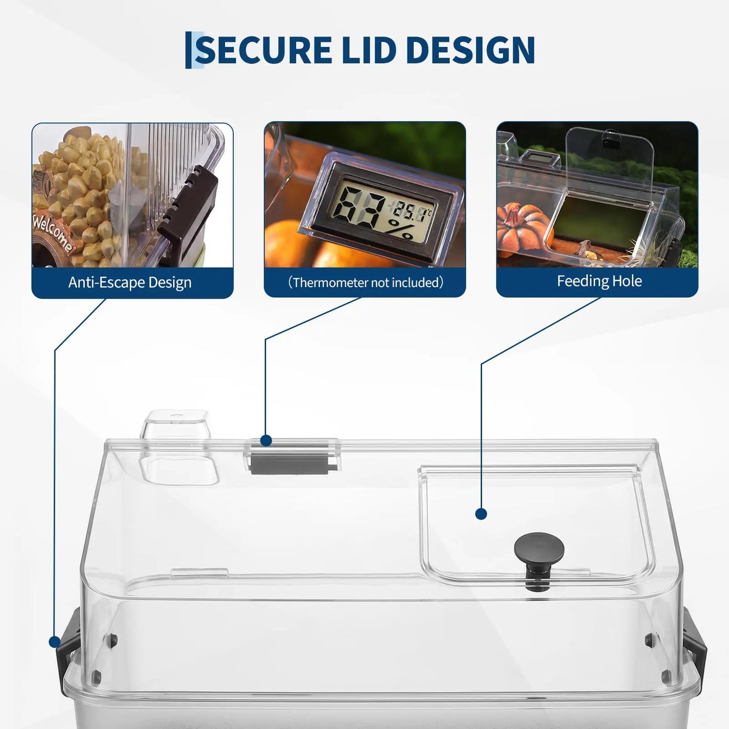 HiMISS Reptile Terrarium Kit With Acrylic Tank Heating Pad Hygrometer