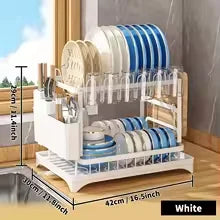 DIAMRI 2 Tier Rotating Dish Drying Rack 360 Degree Swivel