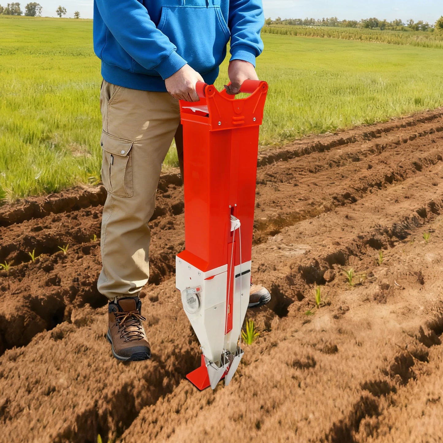 Bymaocar Double Cylinder Seeding Fertilizer Spreader Seed Container