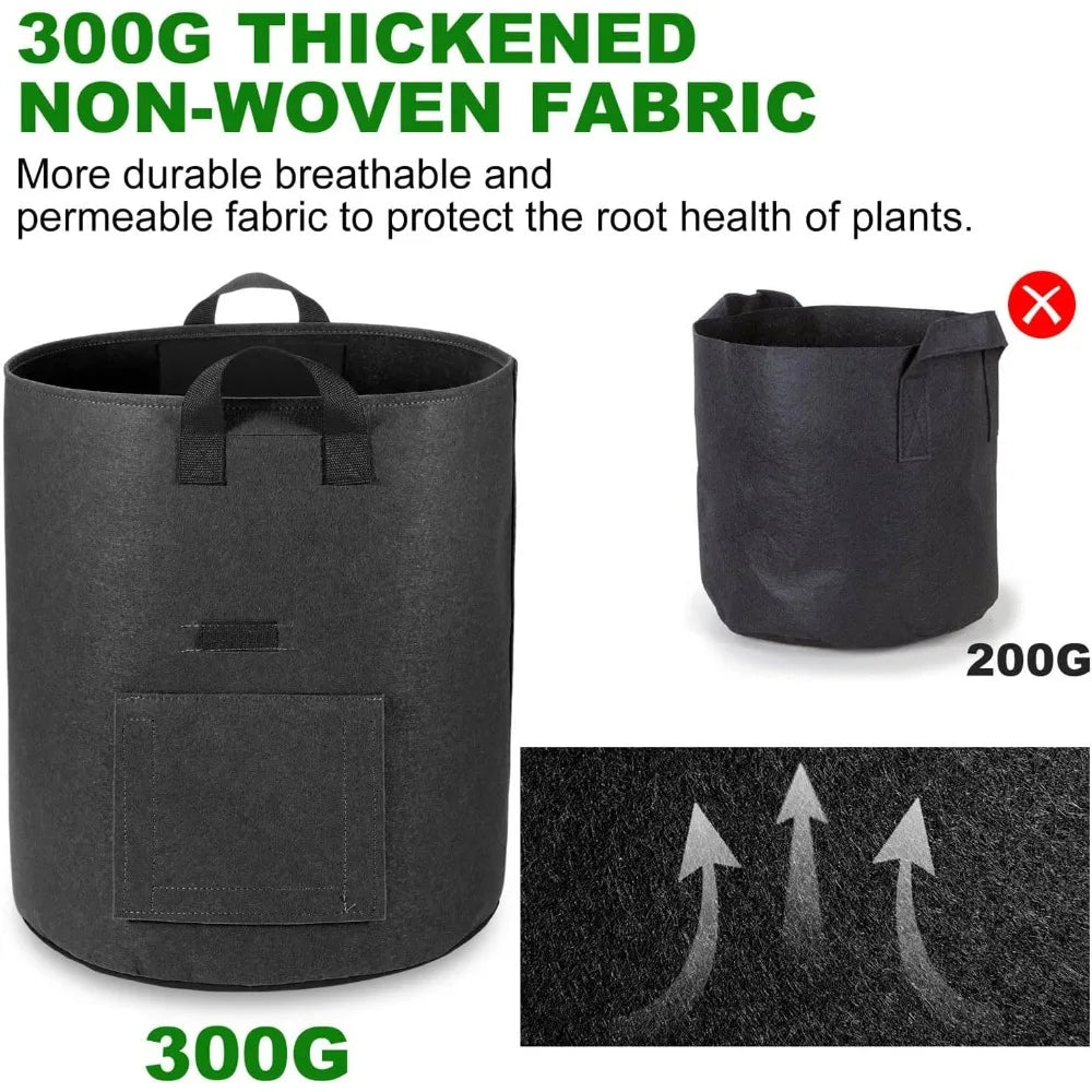 10 Gallon Potato Grow Bags 4-Pack with Flap Window, Heavy Duty Aeration Fabric Pots with Handles for Garden Planting