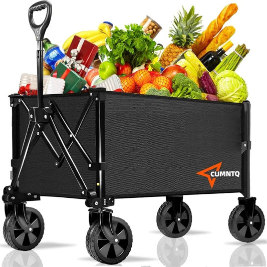 Foldable Utility Wagon 350lbs Collapsible All Terrain Wheels Shopping Camping Garden Beach