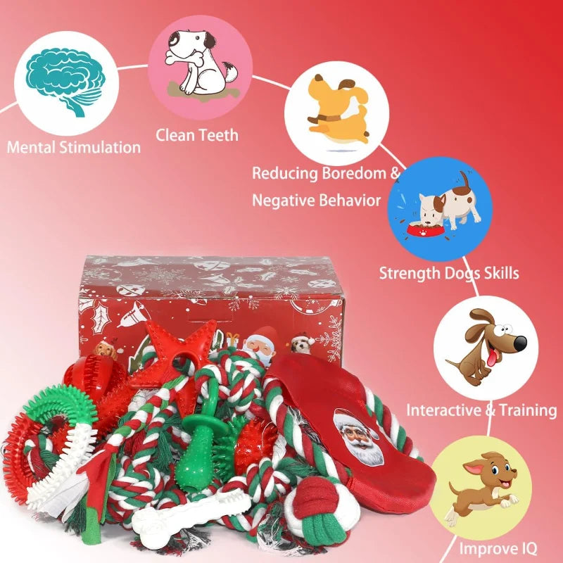 Christmas Dog Toys 15Pack Chew Toys for Teething Puppies
