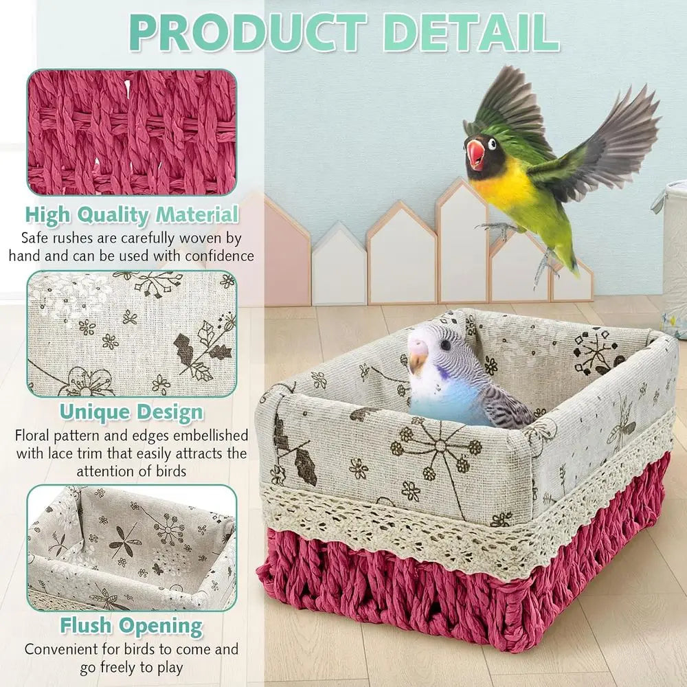 Bird Nest Parrot House All Season Hanging Hammock Bird Bed Sleep Hut Birdcage Accessories for Budgies Cockatiels Conures Parrots