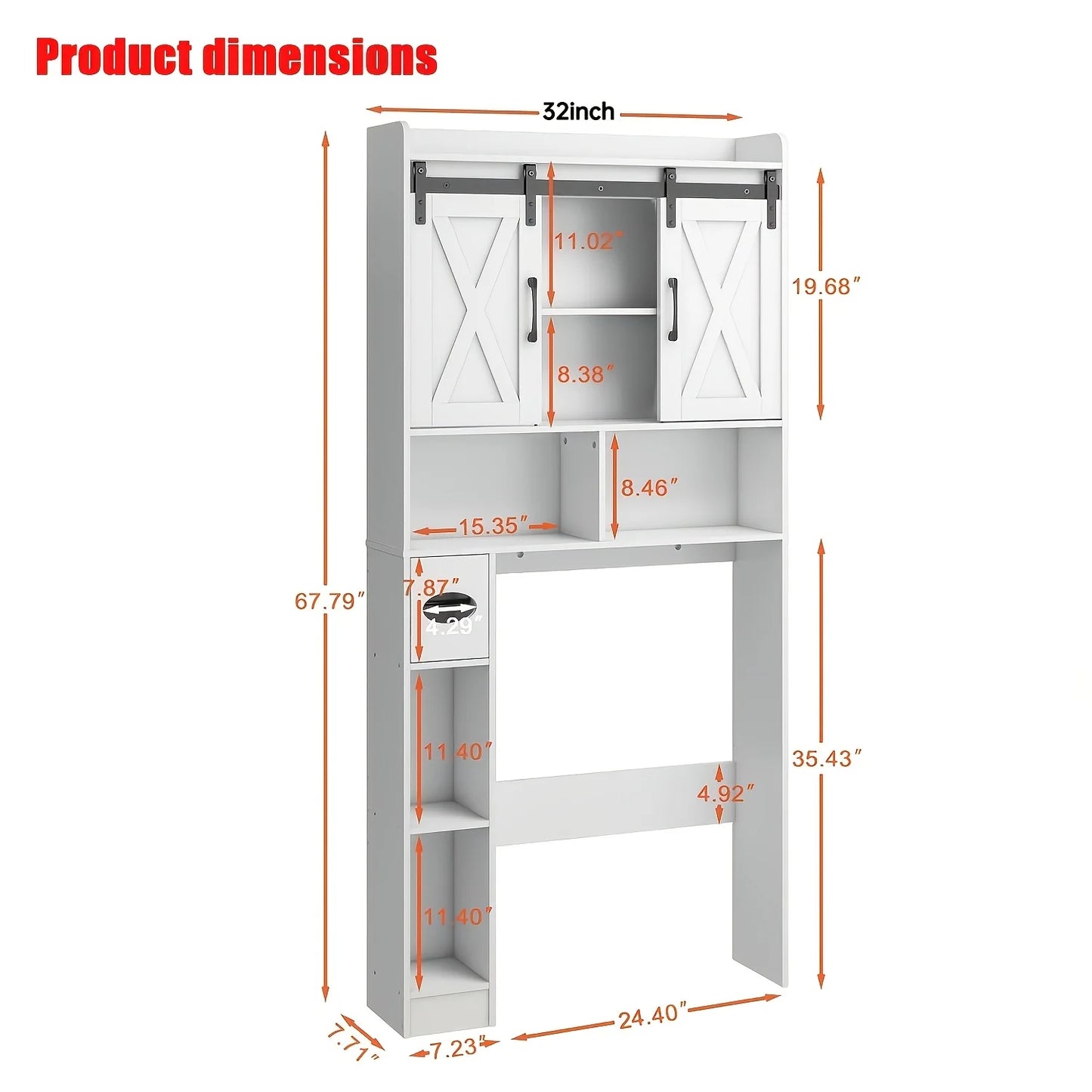 VABCHES Over Toilet Storage Cabinet With Toilet Paper Holder Stand