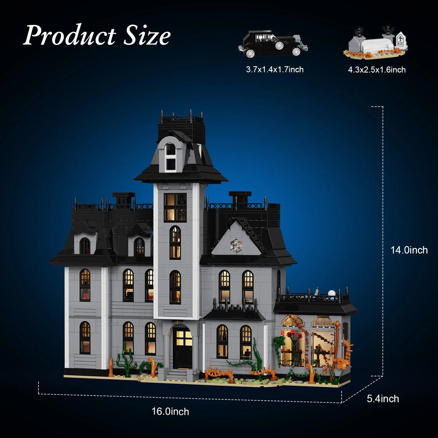Nightfall Manor Gothic Building Blocks Set Architecture Bricks Desktop Ornament