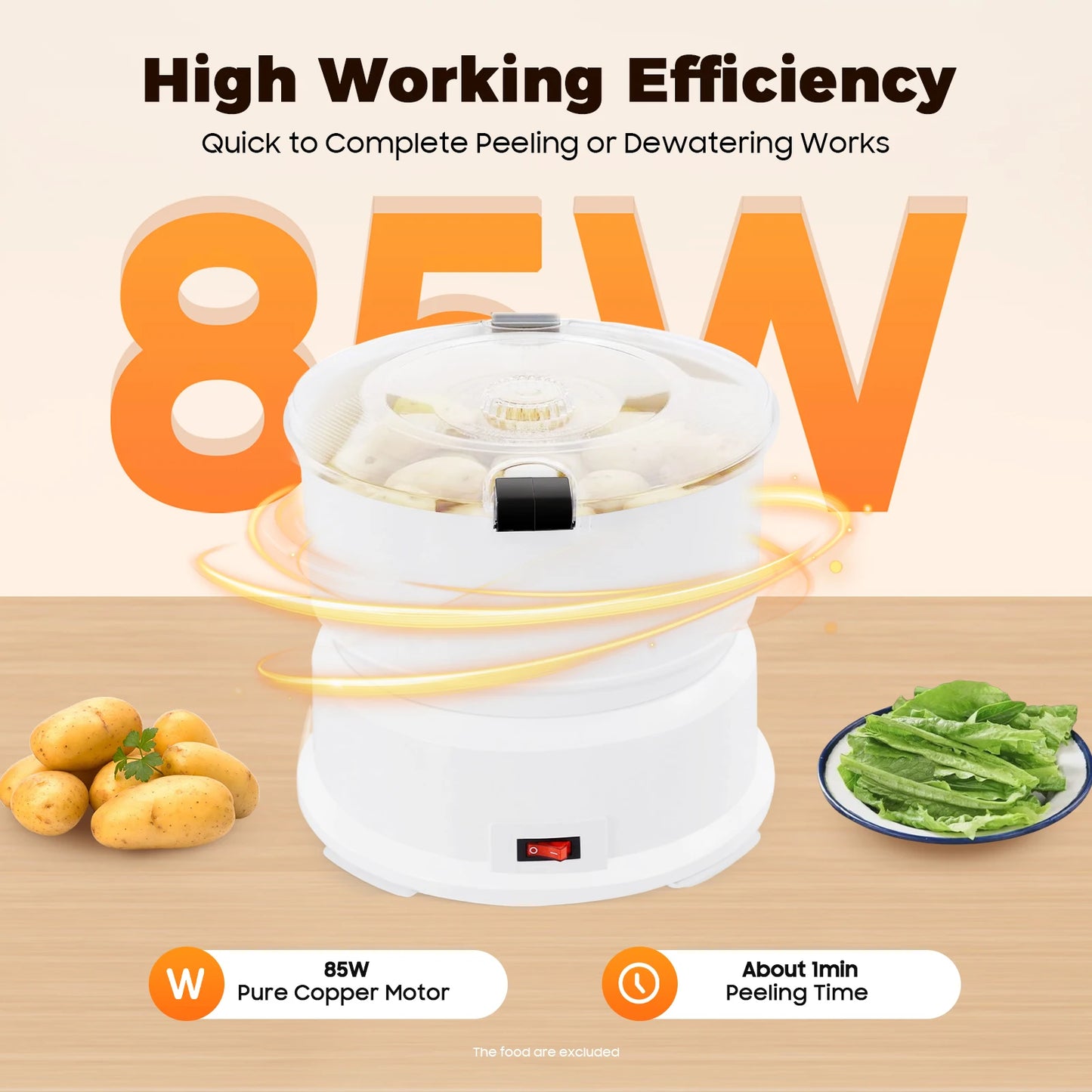Bymaocar Electric Potato and Vegetable Peeler Stainless Steel