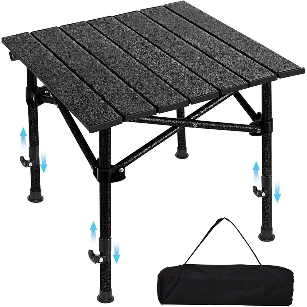 Roll up Lightweight Compact 2-4 Person Portable Adjustable Height Roll up Table with Carry Bag for Outdoor, Camping, Picnic, Bac