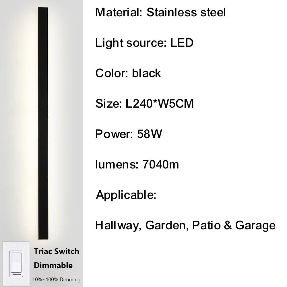 IISINUO Outdoor Porch Wall Light Dimmable Stainless Steel Sconce