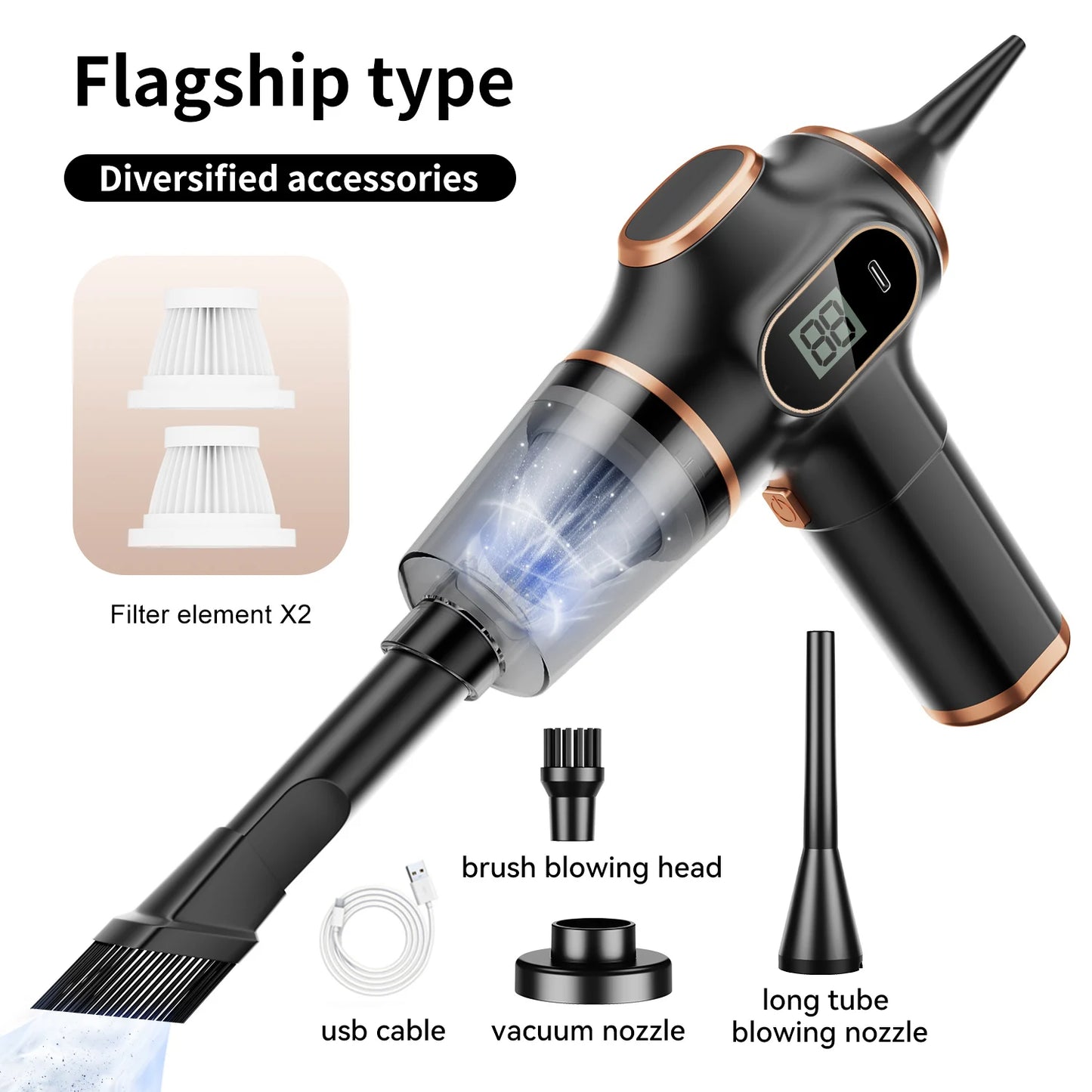 ABS Wireless Car Vacuum Cleaner HEPA Filter High Power Mini