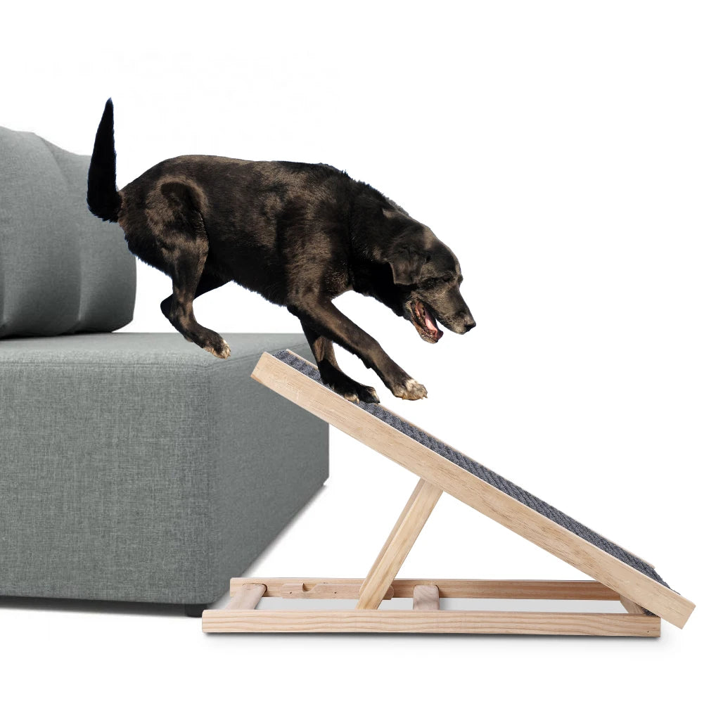 HiMISSDog Wooden Adjustable Folding Dog Ramp with Anti Skid