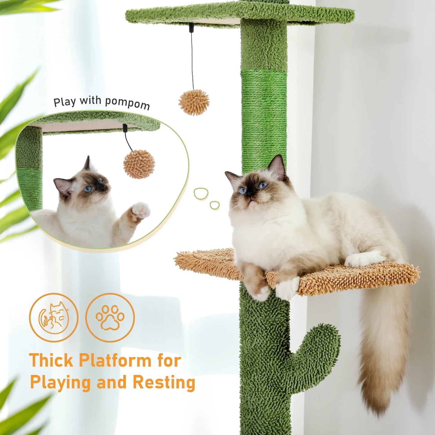 PAWZ Road 5-Tier Cat Tree Floor To Ceiling Climbing Tower