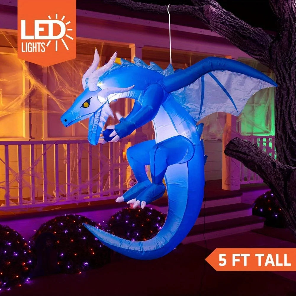Halloween Hanging Ice Dragon Inflatable With Built In LED Lights