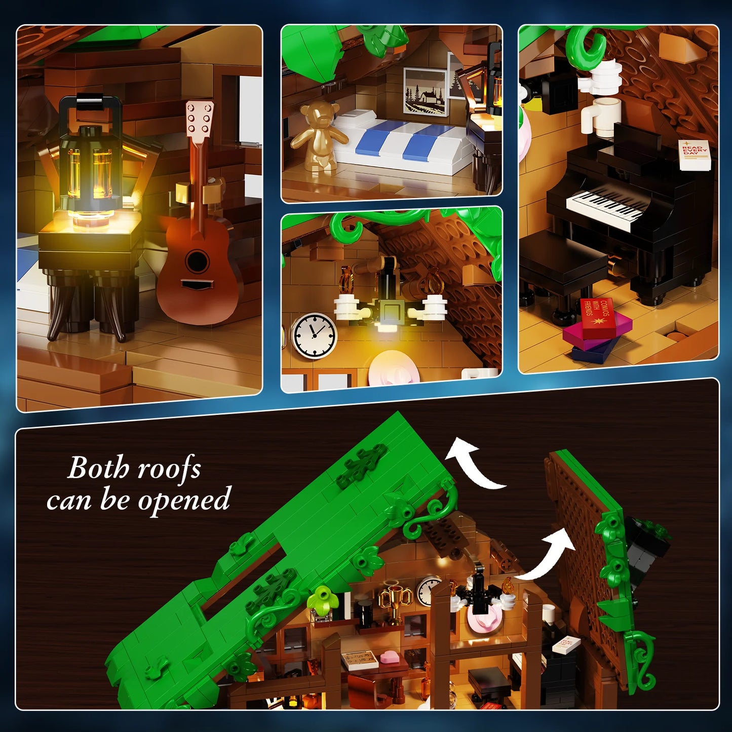 Folk Cabin Forest House Building Blocks Set Home Decor Gifts