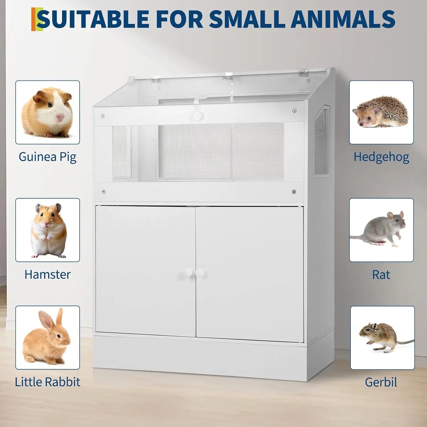 HiMISS Acrylic Small Animal Cage With Storage Cabinet