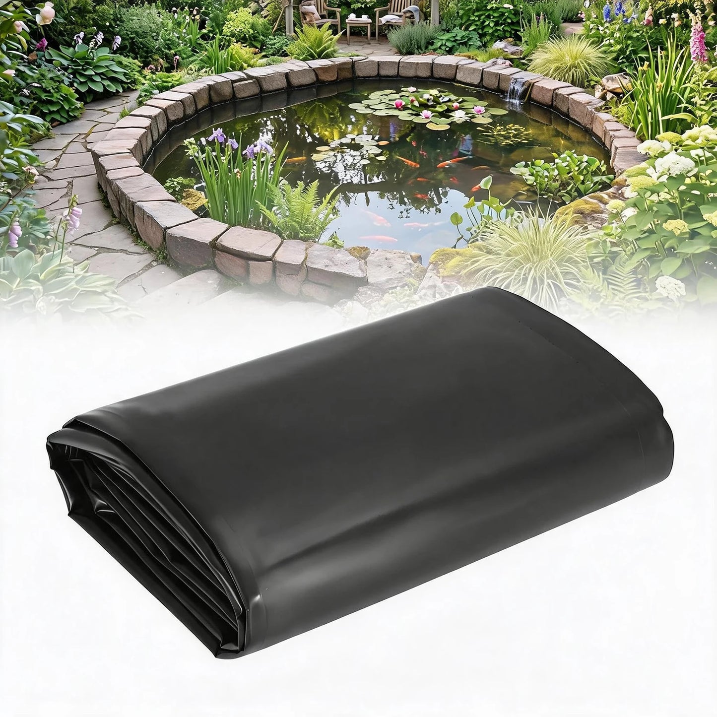20 Mil HDPE Pond Liner, Heavy Duty Fish Koi Pond Waterproof Liner For Outdoor Garden Waterfall Fountain, 10x13 to 20x25 ft