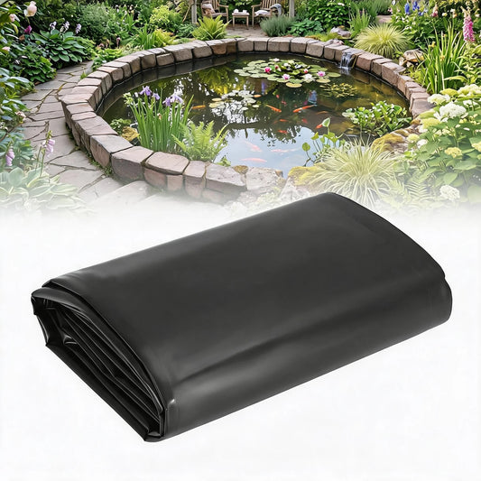 20 Mil HDPE Pond Liner, Heavy Duty Fish Koi Pond Waterproof Liner For Outdoor Garden Waterfall Fountain, 10x13 to 20x25 ft