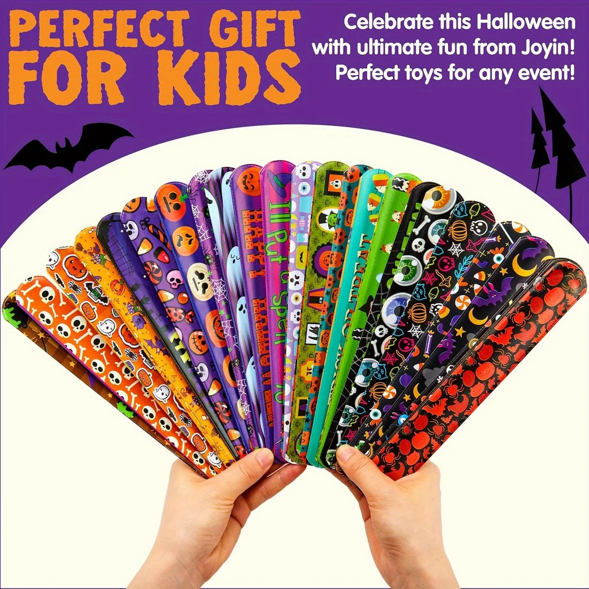 Halloween Slap Bracelets Bulk Party Favors for Kids