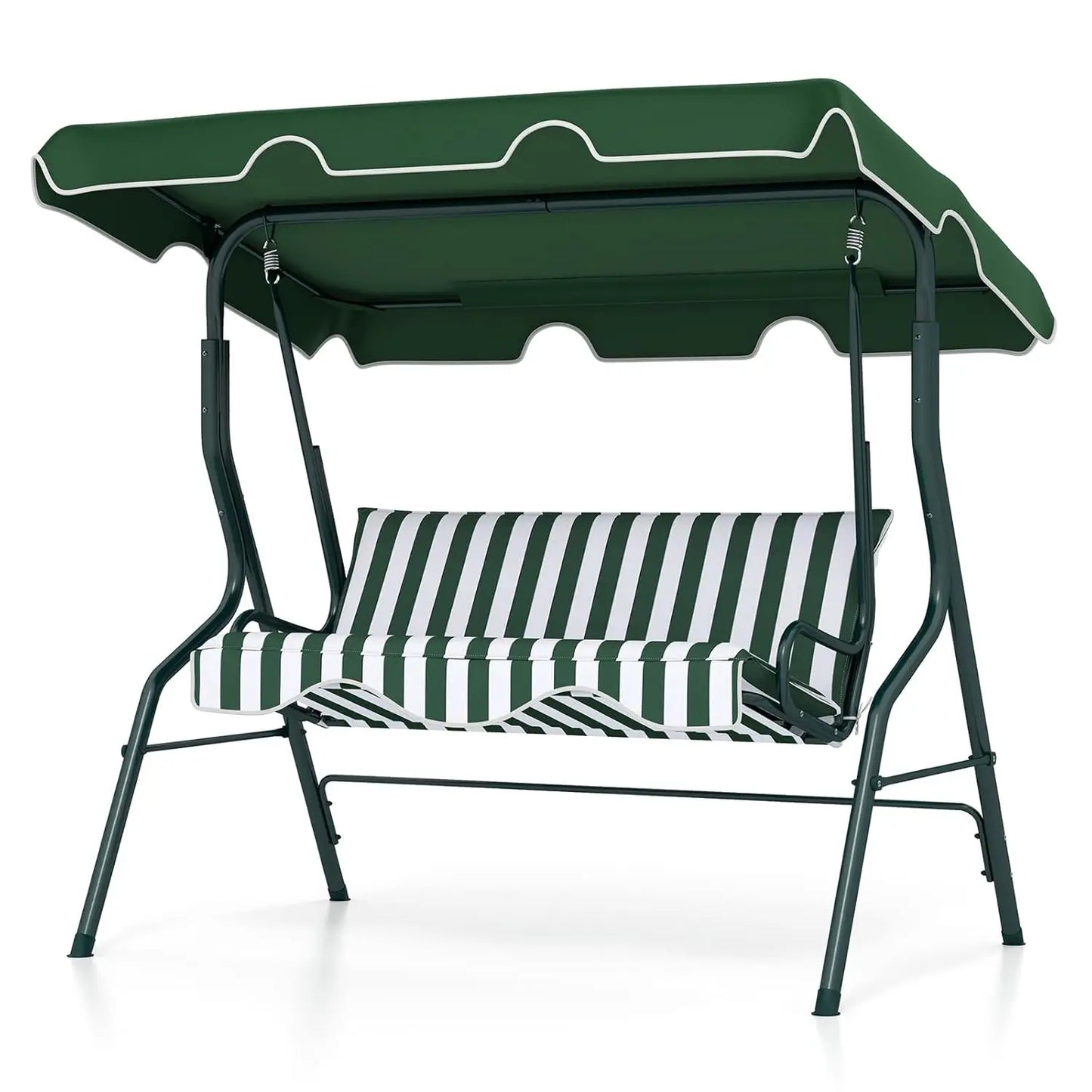 3 Person Porch Swing with Removable Cushion & Powder-Coated Steel Frame Canopy for Patio Porch Backyard Garden Balcony, Custom