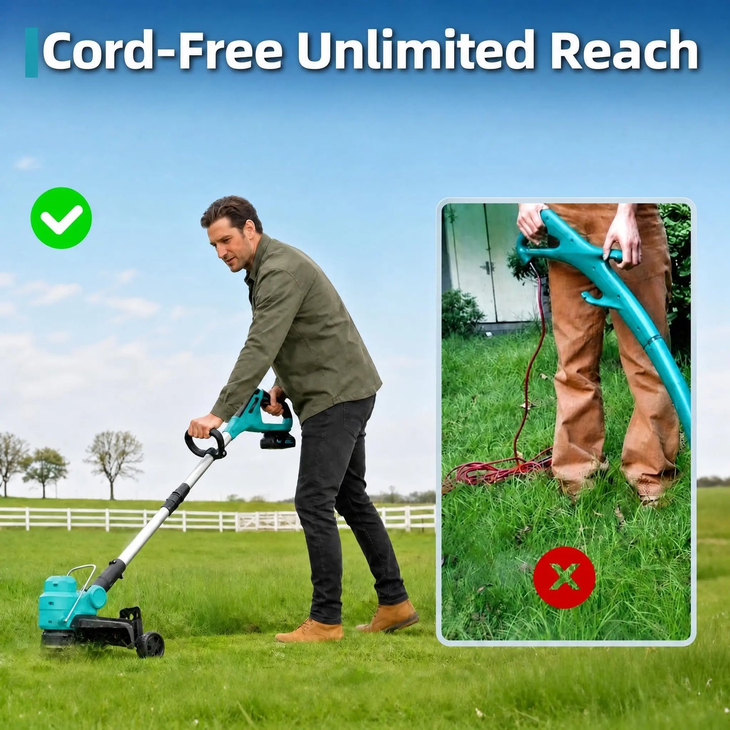 HisMiss Cordless Weed Eater With Two Rechargeable Batteries And Charger