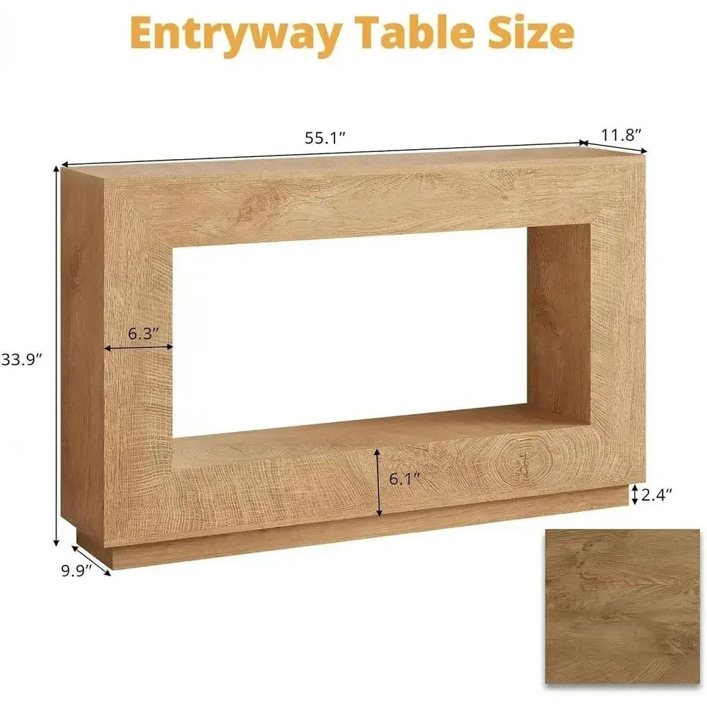 55 in ole Table, 2-Tier Wood armhouse Entryway Table, Natural | Recular Entryway Table ole Tables or Entryway, Entrance, Hallway