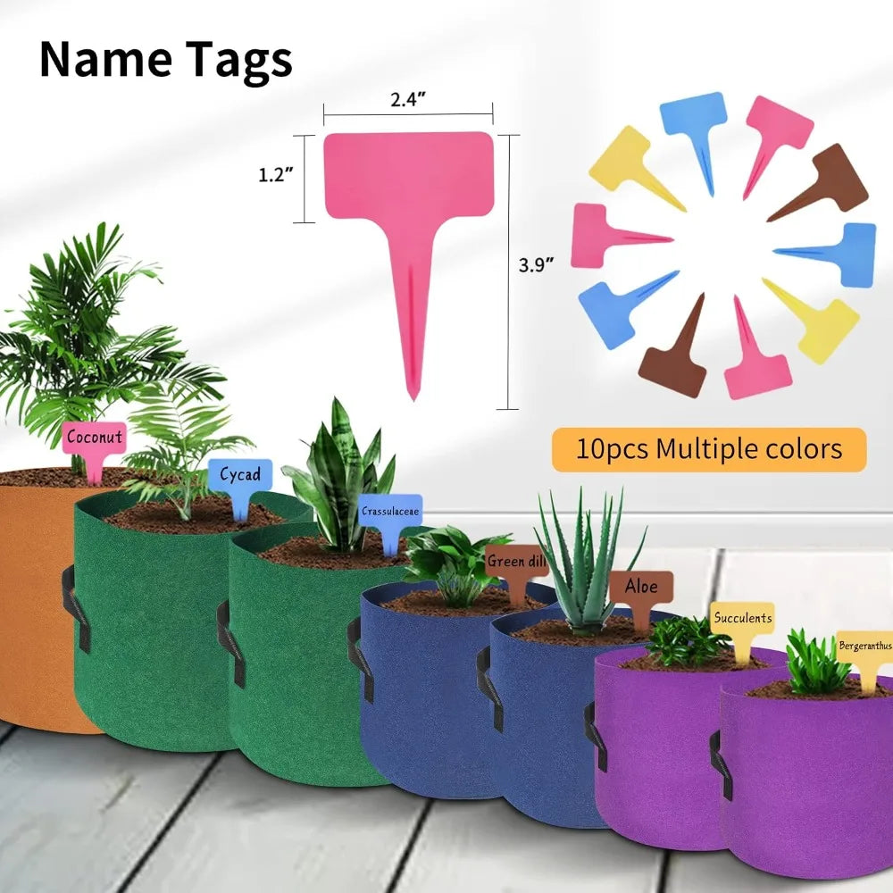 400G Thickest 7-Pack Plant Grow Bags, 10/7/5/3 Gallon, Colorful Fabric Pots with Labels