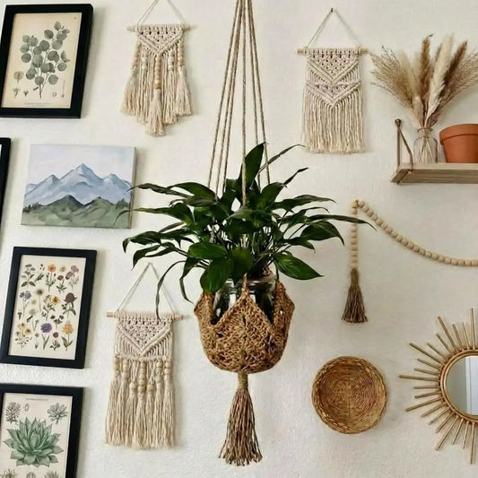2 Pack Boho Plant Hanger, Large Hanging Planter Holder Pot Hanger Hanging Basket Wall Planters, Plants Lover Gift or Indoor Gard
