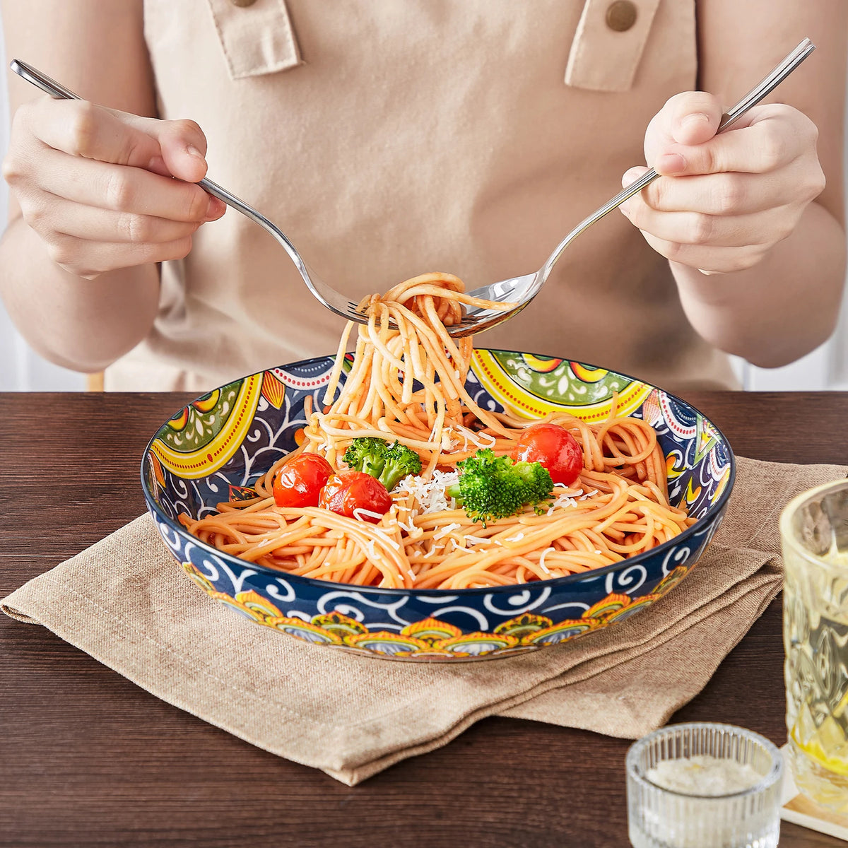 MALACASA Ceramic Pasta Bowls for Soup Cereal and Oatmeal