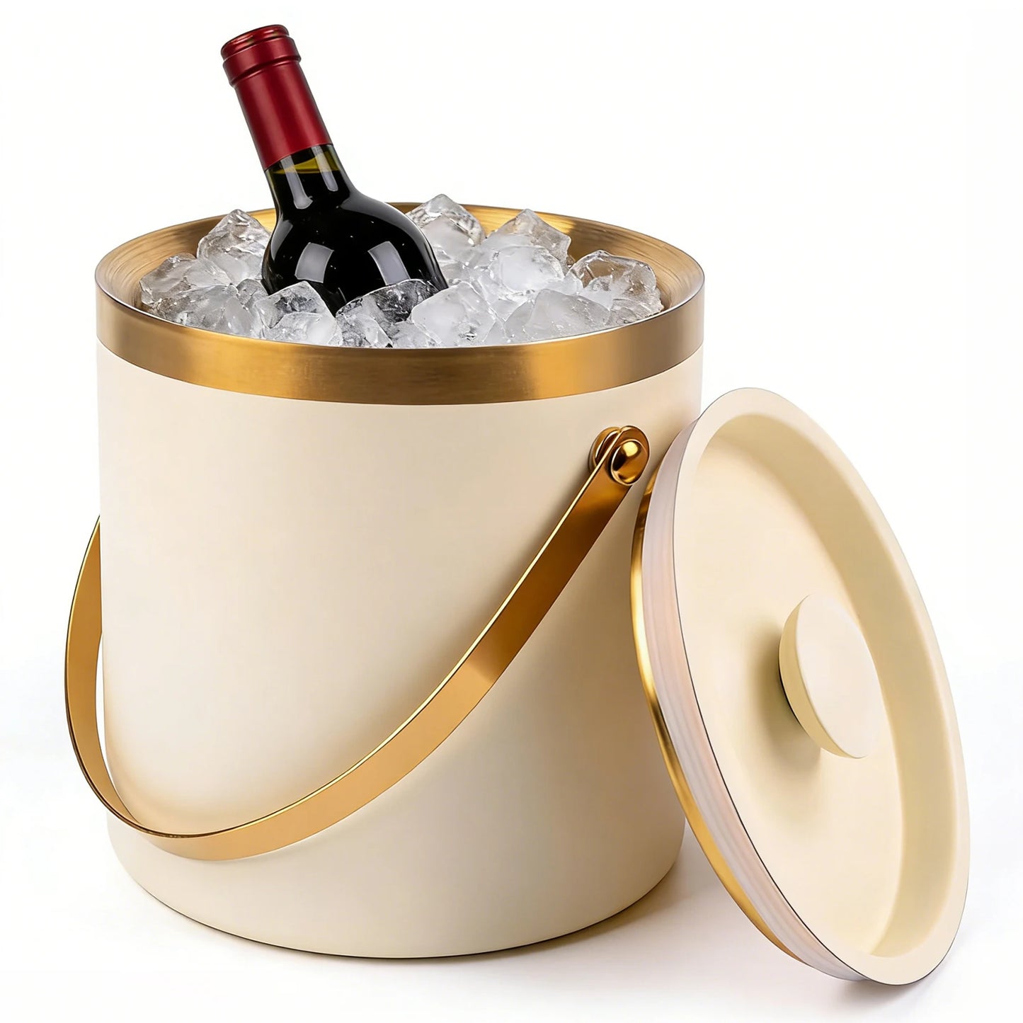 4L Stainless Steel Ice Bucket with Lid Handle Double Wall Insulation for Wine Champagne Bar Party