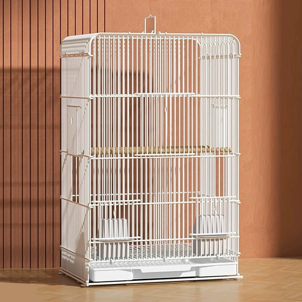 Wrought Iron Bird Cage Portable Parrot Cage Indoor Outdoor Tray